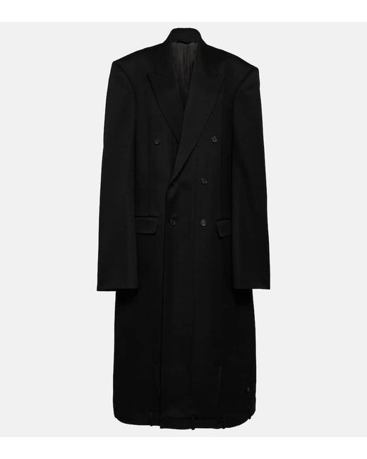 Balenciaga Black Deconstructed Double-breasted Wool Coat