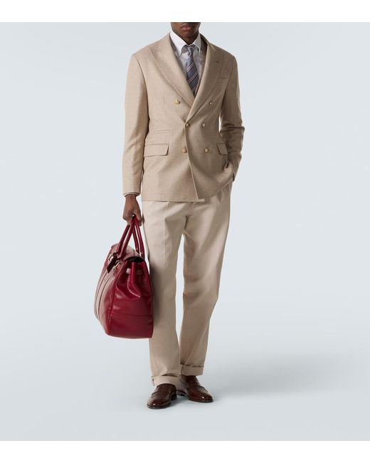 Brunello Cucinelli Red Leather Tote Bag for men