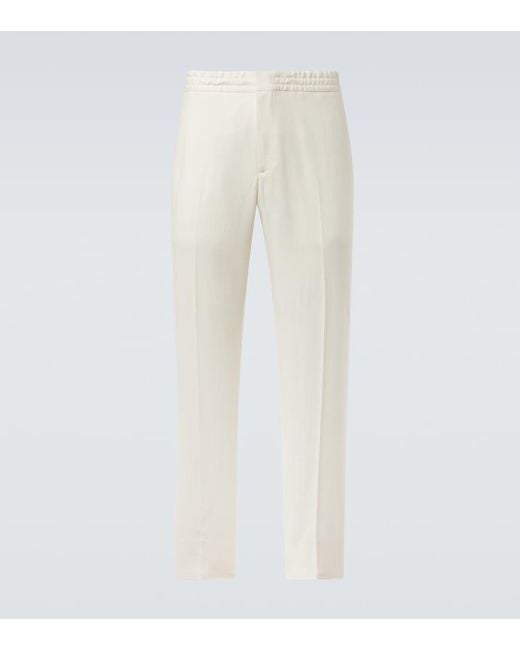 Zegna White Linen Straight Pants for men