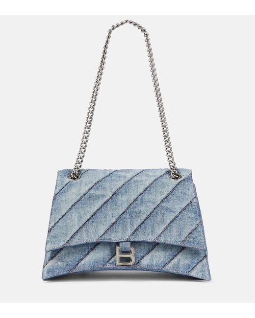 Balenciaga Blue Crush Medium Denim Shoulder Bag