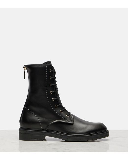 Max Mara Black Urbancombat Leather Combat Boots