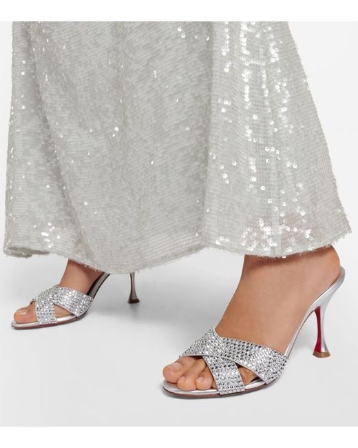 Christian Louboutin White Mariza Is Back Embellished Leather Mules
