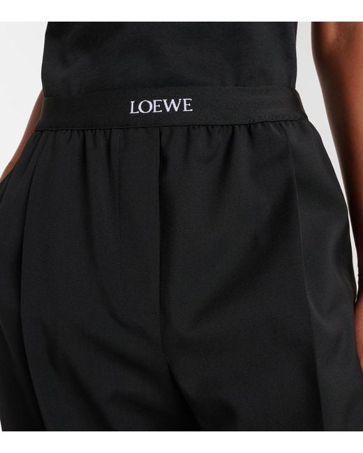 Loewe Black Logo Wool Mid-Rise Straight Pants