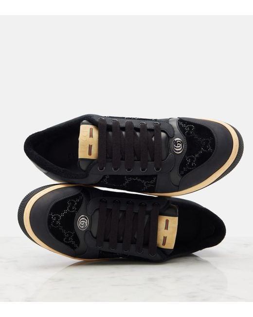 Gucci Black Gg Crystal Screener Sneaker, Fabric