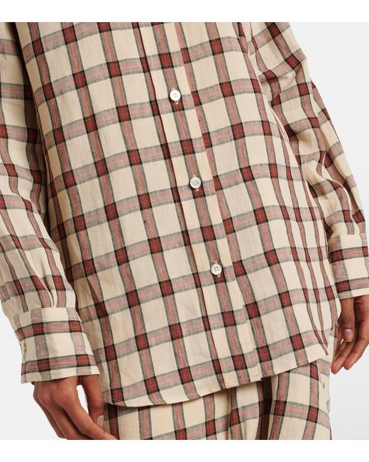Rohe Pink Checked Linen Shirt