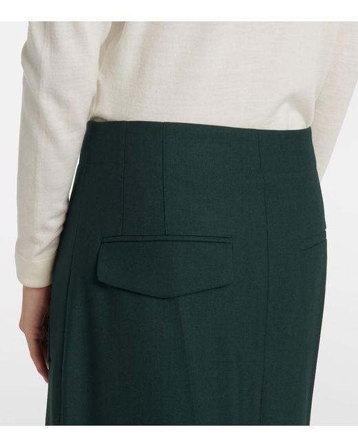 Victoria Beckham Green Asymmetric Maxi Skirt