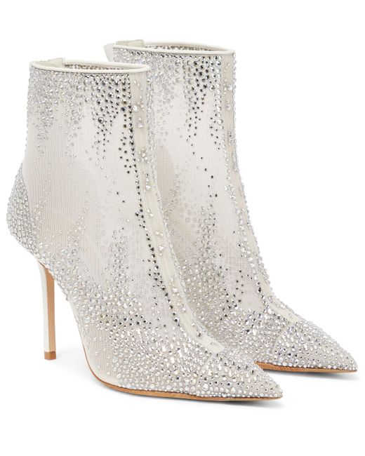Jimmy Choo Gardenia 100 Embellished Ankle Boots in White - Lyst