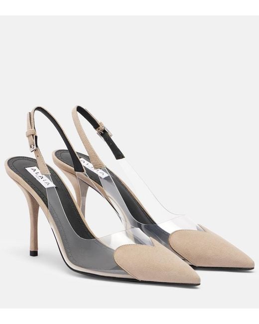 Alaïa Metallic Cour 90 Suede And Pvc Slingback Pumps