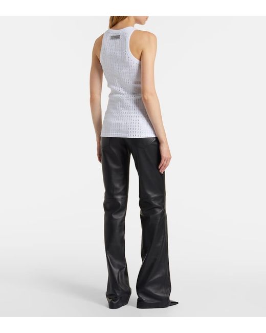 The Attico White Top Aus Baumwoll-Jersey Mit Kristallen