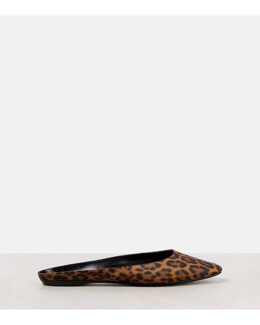 Saint Laurent Brown Lido Leopard-Print Mules