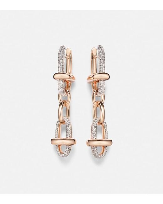 Pomellato White Iconica 18Kt Rose And Drop Earrings With Diamonds