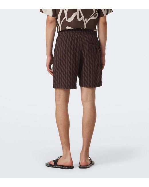 Frescobol Carioca Brown Terry-Trimmed Cotton-Blend Shorts for men