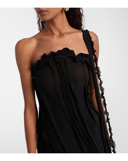 Blumarine Black Draped One-Shoulder Gown