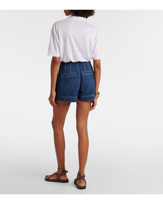 Veronica Beard Blue Jaffe High-Rise Denim Shorts