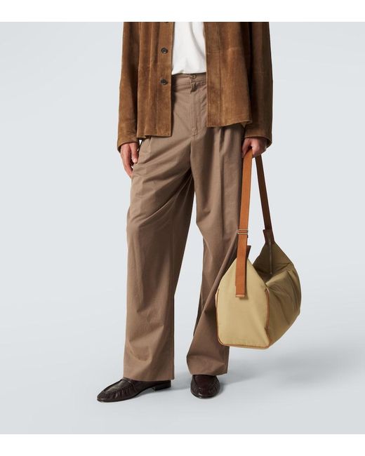 The Row Natural Logan E/W Leather-Trimmed Crossbody Bag for men
