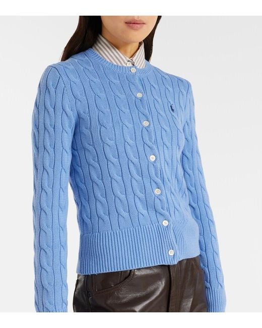 Polo Ralph Lauren Blue Cable-Knit Cotton Cardigan
