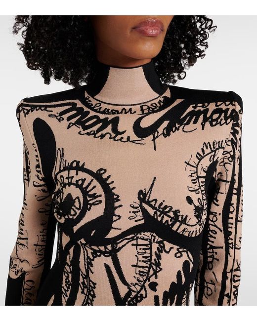 Balmain Natural Maxikleid Aus Strick