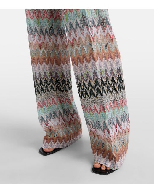 Missoni White Zigzag Lame Straight Pants