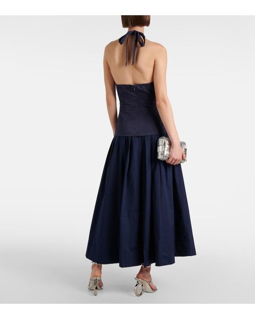 Staud Blue Harrington Chino And Poplin Maxi Dress