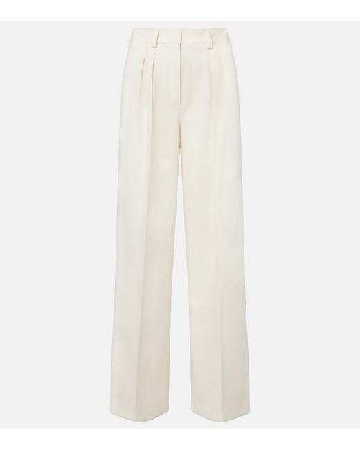 Max Mara White Molo Pleated Wool And Cotton-Blend Pants