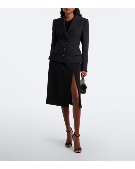 Dolce & Gabbana Black Wool-Blend Pencil Skirt
