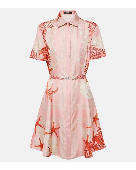 Versace Pink Dress With 'Barocco Sea' Pattern