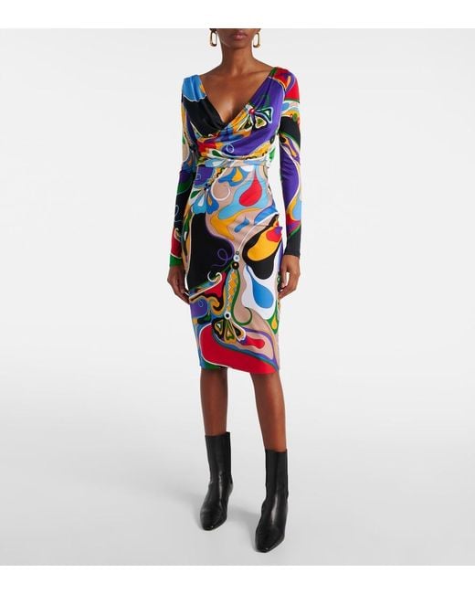 Emilio Pucci Blue Orchidee Pencil Skirt