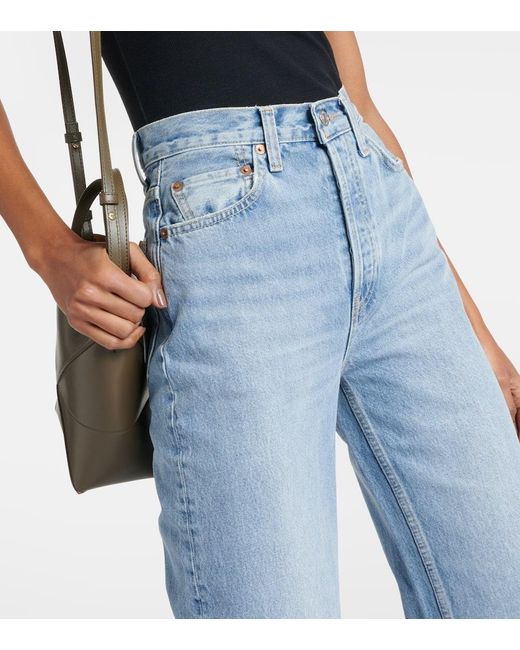 Re/done Blue High-rise Wide-leg Jeans
