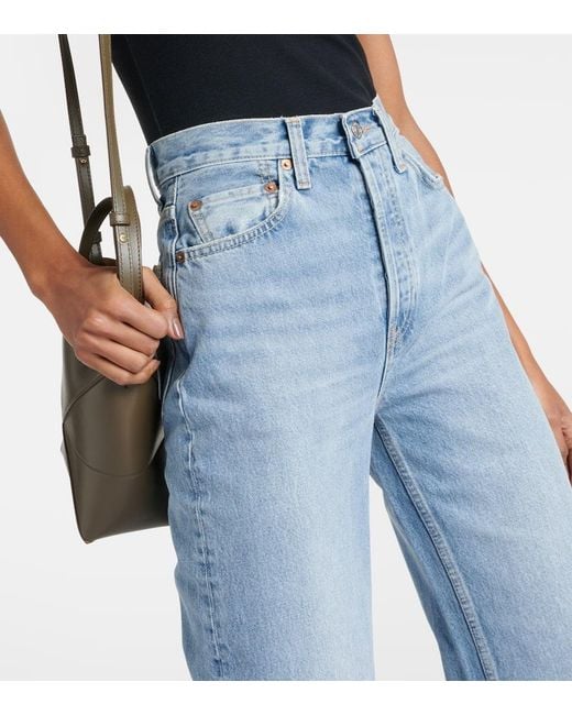 Re/done Blue High-Rise Wide-Leg Jeans