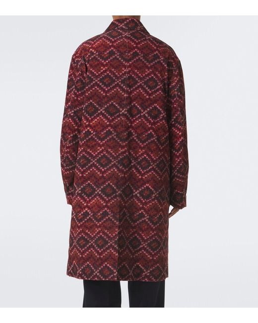 Dries Van Noten Red Printed Cotton Corduroy Coat for men
