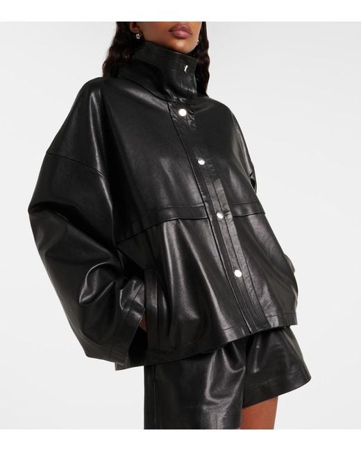 Nour Hammour Black Park Leather Jacket