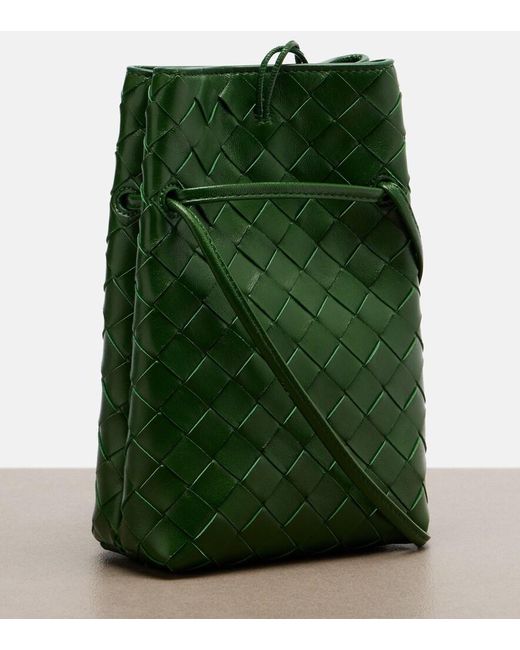 Bottega Veneta Green Andiamo Mini Leather Crossbody Bag