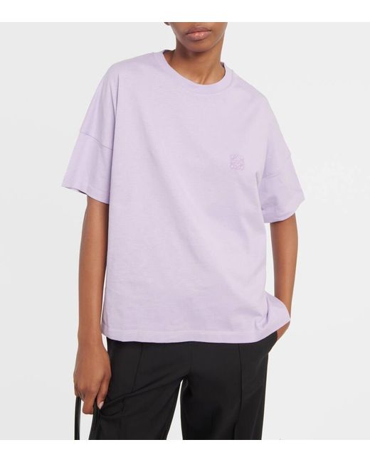 Loewe Purple T-Shirt Anagram aus Baumwoll-Jersey