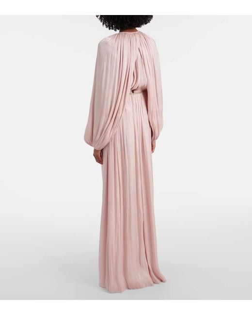 Costarellos Pink Jazmin Georgette Lame Gown