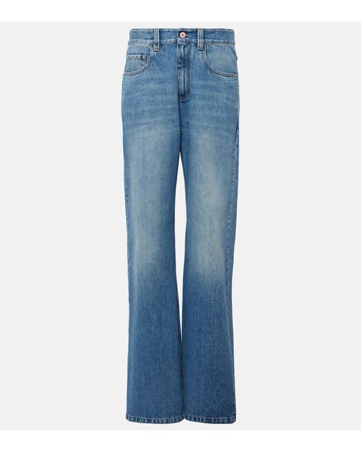 Brunello Cucinelli Blue Mid-Rise Wide-Leg Jeans