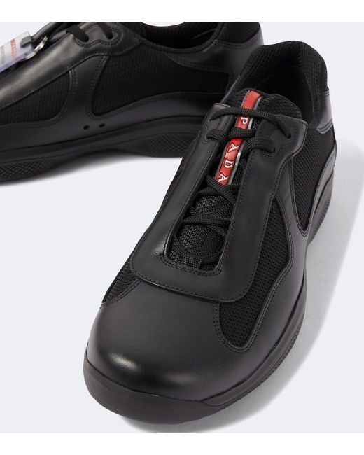 Prada Black America's Cup Leather Sneakers for men