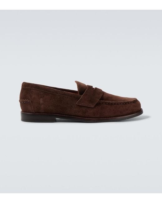 Polo Ralph Lauren Brown Logo Suede Loafers for men