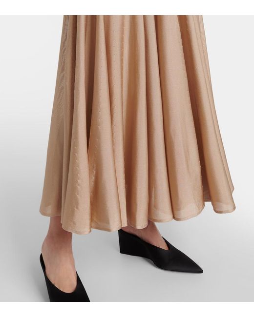 Alaïa Natural Flared Fine-Knit Maxi Skirt