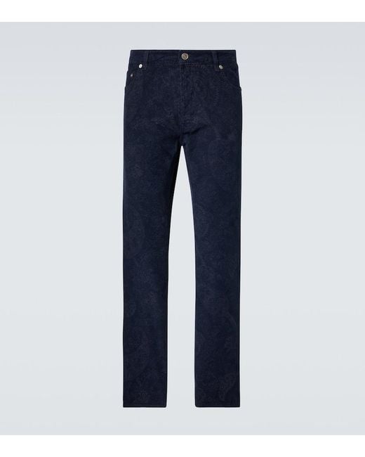 Etro Blue Printed Straight Jeans for men