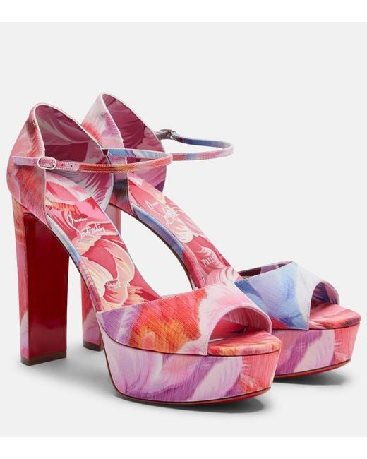 Christian Louboutin Pink Sandaloo 130 Floral Platform Sandals