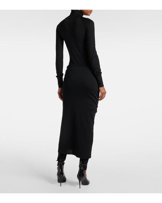 Alaïa Black Luxurious Draped Wool-Blend Skirt Pants