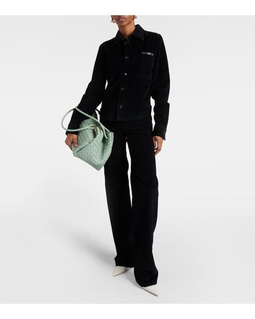 Bottega Veneta Blue High-Rise Cotton Corduroy Straight Pants