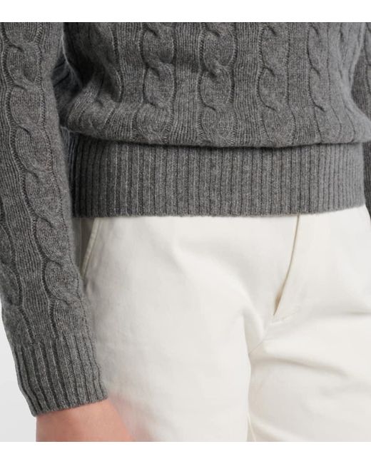 Polo Ralph Lauren Gray Cable-Knit Wool And Cashmere Sweater