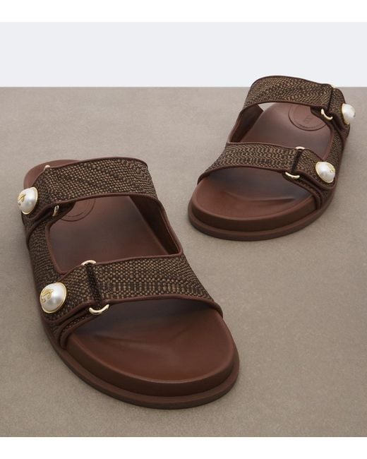 Jimmy Choo Brown Fayence Raffia-Effect Sandals