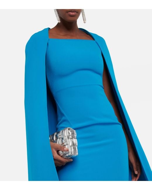 Safiyaa Blue Cape Crepe Maxi Dress
