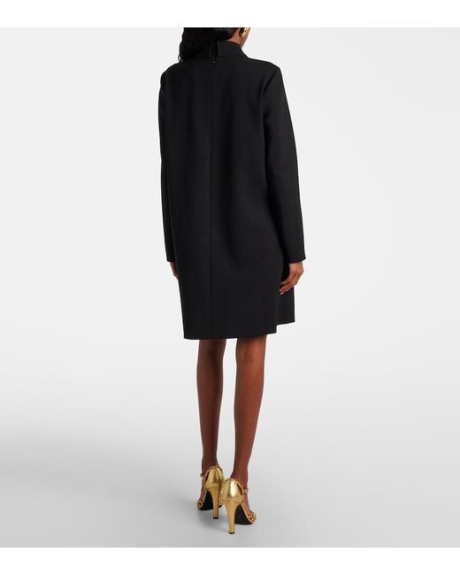Carolina Herrera Black Embellished Wool-Blend Shift Dress