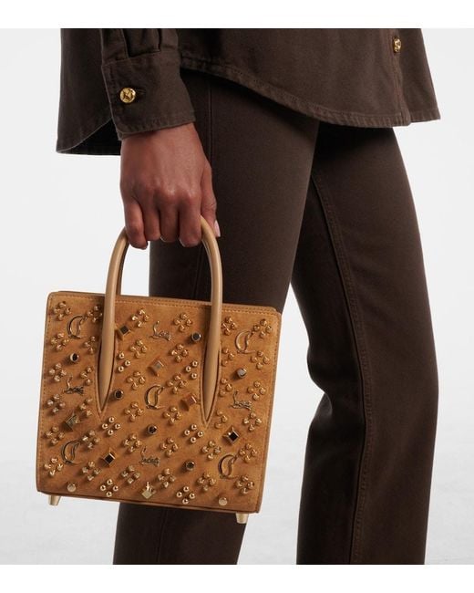 Christian Louboutin Brown Paloma Studded Suede Tote Bag