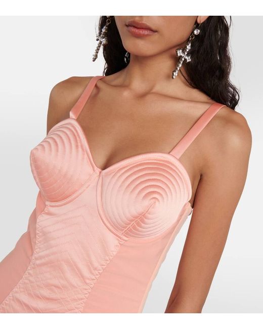 Jean Paul Gaultier Conical Panelled Satin Mini Dress in Pink