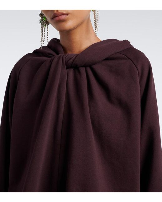Dries Van Noten Purple Hooded Cotton Jersey Sweatshirt