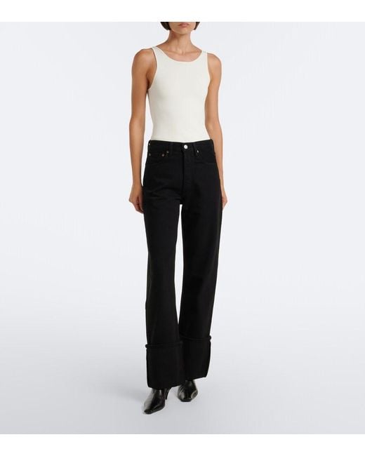 Agolde Black Big Cuff Wide-Leg Jeans
